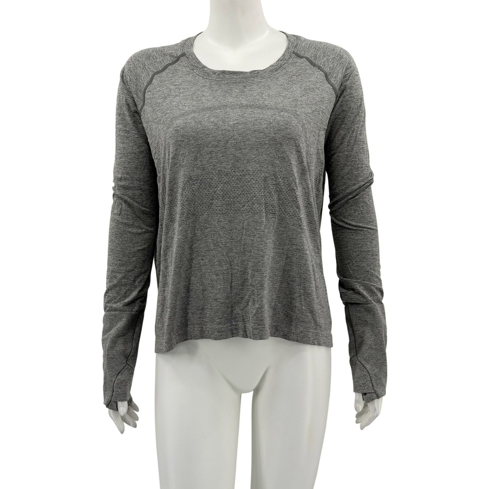 Lululemon Top Womens 14 Gray Long Sleeve Swiftly Tech 2.0 Running Athletic Gym